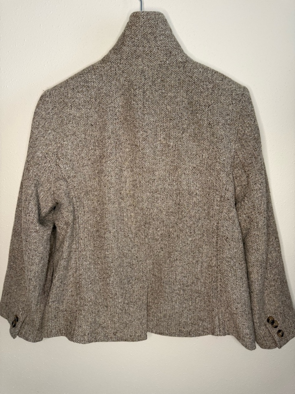 L.L. Bean Herringbone Tweed Blazer Gray Tan Wool Petite Medium Classic - Picture 12 of 14